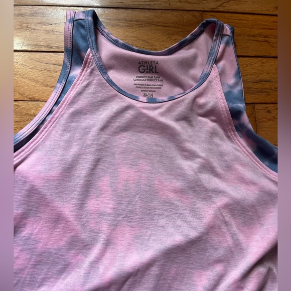 Athleta Girl “Run the World” Purple/Blue/Pink Tie-Dye Tank Top Girls 14 XL - Picture 9 of 14